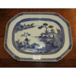 An 18th century Chinese blue and white meat plate, 35.5cm
