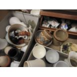 An assortment of ceramics, to include porcelain dolls heads, Herend porcelain, a match striker,