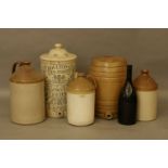 A Doulton stoneware water filter, and a collection of stoneware flagons