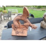 A large winged dragon roof ridge tile, 84cm high