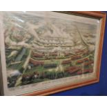 Two maple framed prints: Wellington meeting Marshall Blucher and The Battle of El Kabir. 71 x