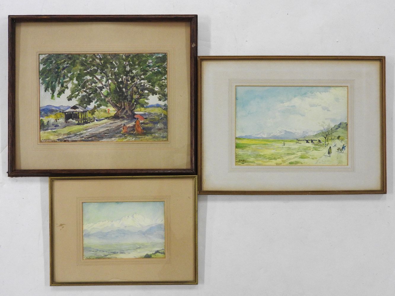 HIMALAYAN SUBJECTS, MOUNTAINOUS LANDSCAPESTwo, framed and glazed27 x 25cm and 24 c 34cmE F A WiseA