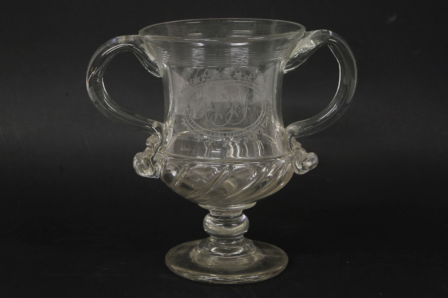 A Georgian glass twin handled cup