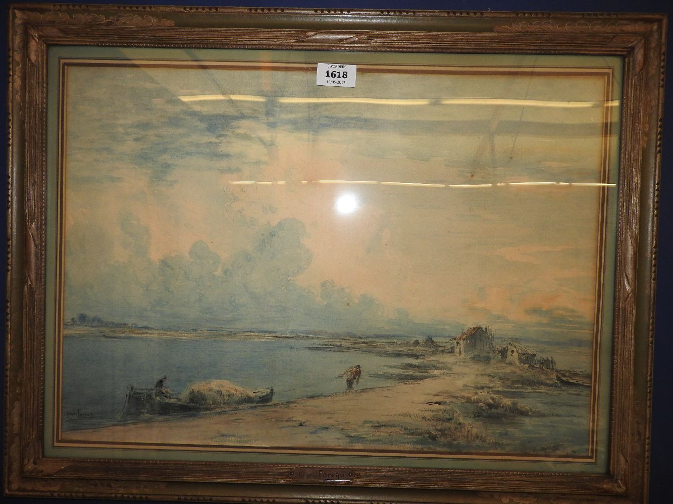 Henry Foreau,FIGURES AND BOATS,signed l.l.,watercolour,38cm x 52cm