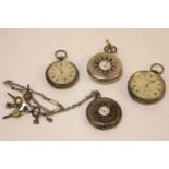 A Rotherams silver half hunter pocket watch, and three other pocket watches