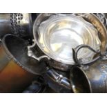 A collection of silver plated items, to include a Victorian salver with cast 'C' scroll, shell and