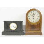 A lancet mantle clock, and a marble mantle clock