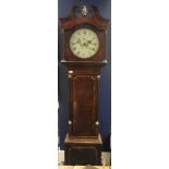 A 19th century oak and mahogany longcase clock, the circular dial inscribed 'Jas Holmes, Cheadle'