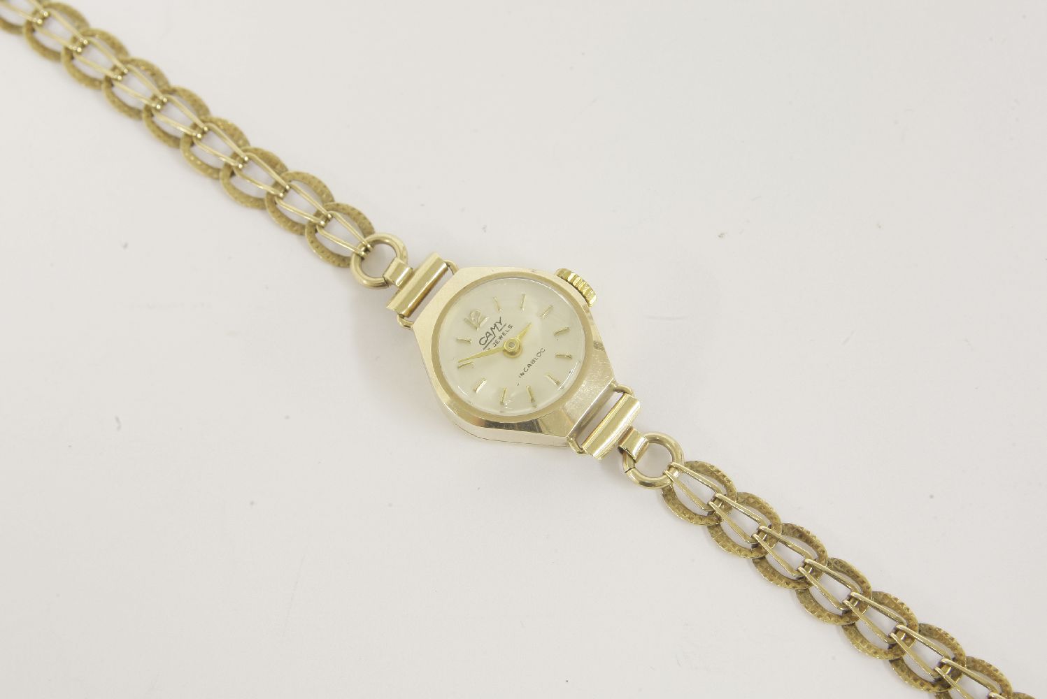 A 9ct gold ladies Camy Incabloc mechanical watch, with later 9ct gold bracelet,11.05g