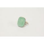 An Edwardian gold Amazonite rectangular shape cabochon ring