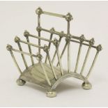 An electroplated toast/letter rack, designed by Dr Christopher Dresser for Hukin and Heath,