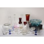 A quantity of mixed glasswares, to include decanters, champagne flute, etc