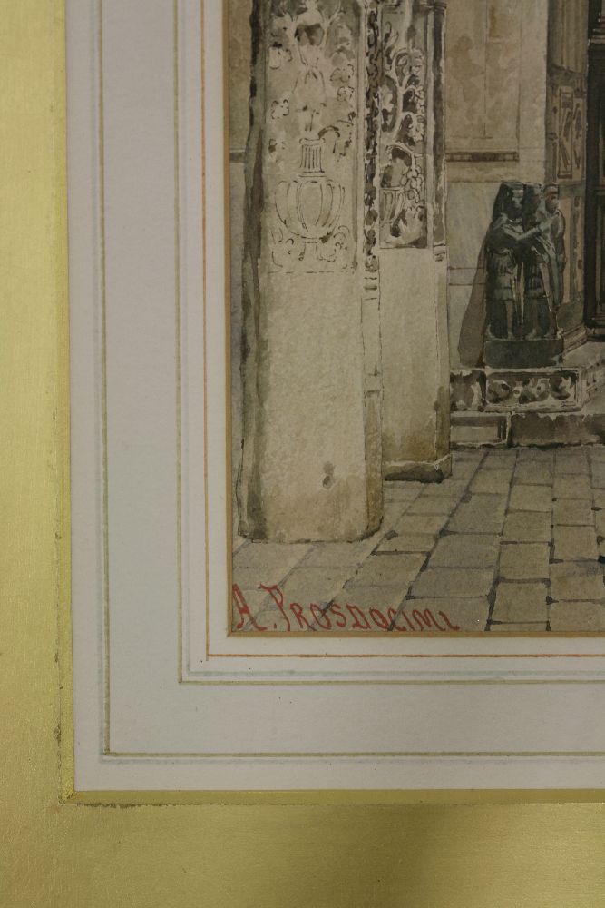 Alberto Prosdocimi (Italian, 1852-1925)THE DOGE'S PALACE, VENICESigned l.l., watercolour36 x 26.5cm - Bild 4 aus 4