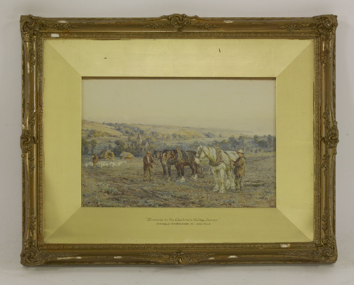 Harold Swanwick (1866-1929)'EVENING IN THE CUCKMERE VALLEY, SUSSEX'Signed l.l., watercolour - Bild 2 aus 4