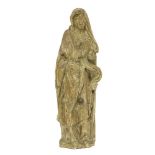 A German figure of Mary the Virgin,16th/17th century, her hands clasped, holding Christ's clothes,