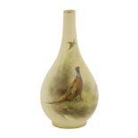 A Royal Worcester vase,1909, painted by James Stinton with a pheasant, signed 'J A S Stinton',