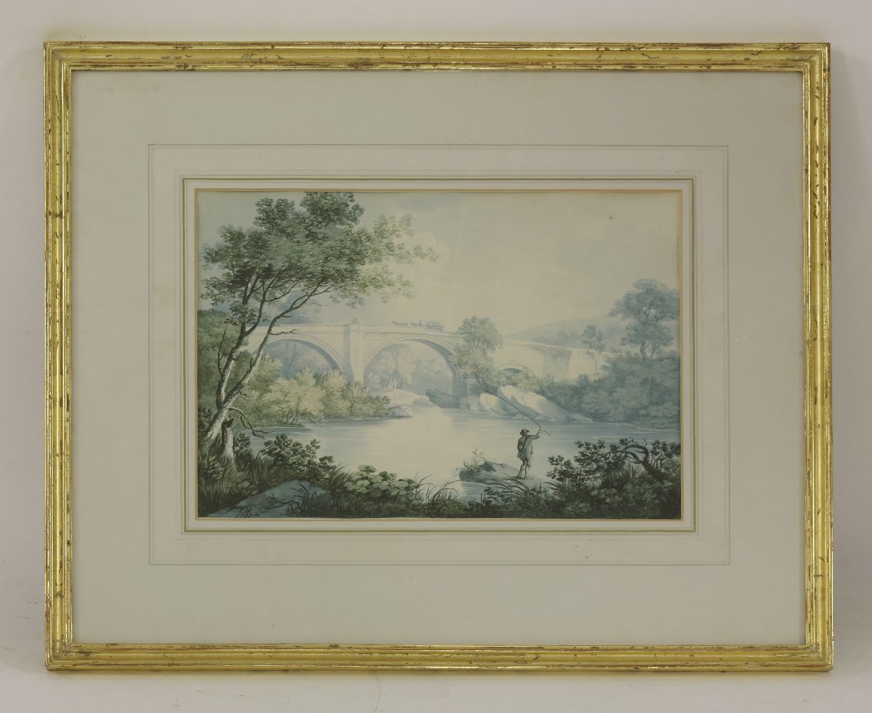 Joseph Halfpenny (1748-1811)BRIDGE WITH A FISHERMAN Signed with initials and dated 1793 l.l., - Bild 2 aus 3