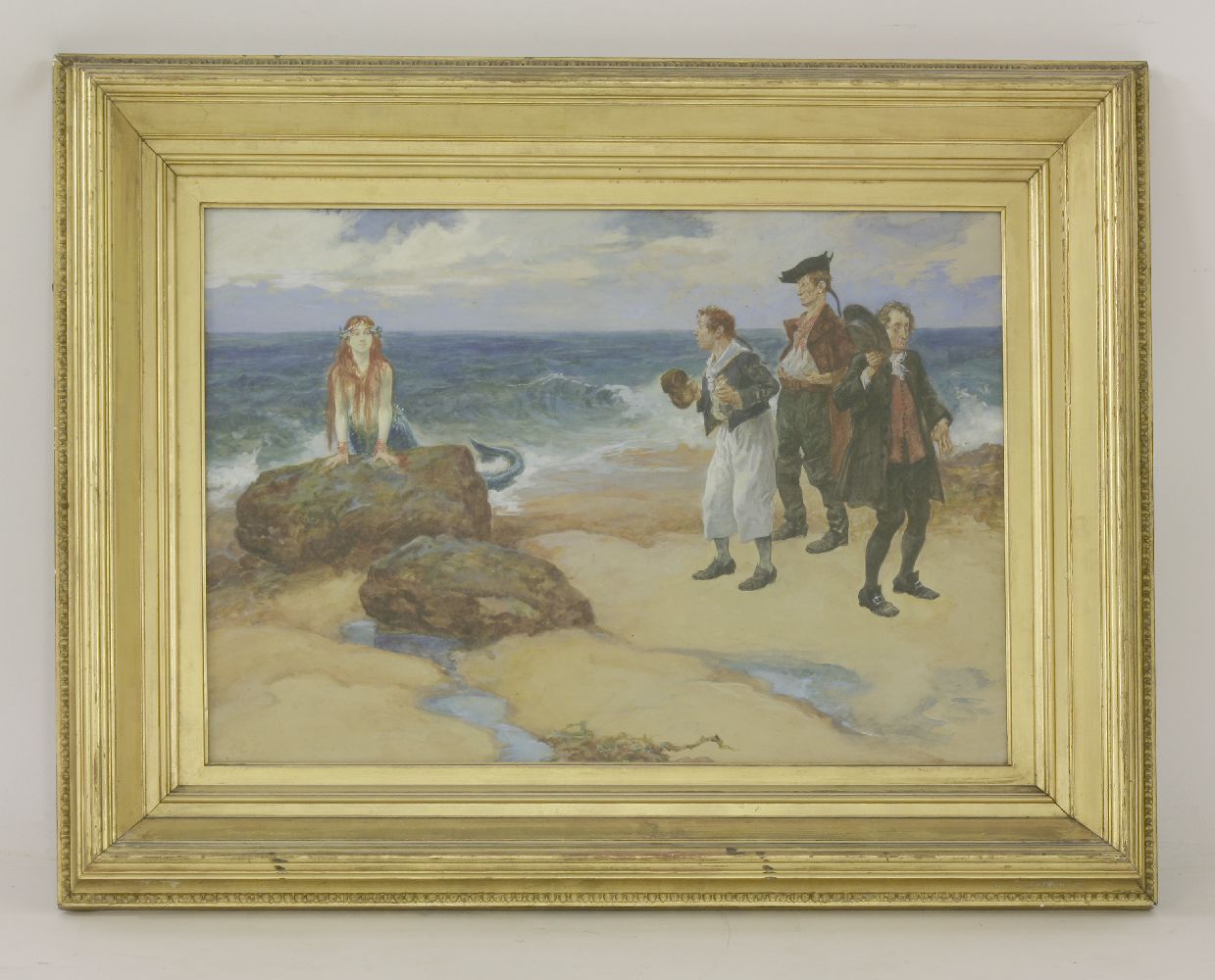 Gordon Browne (1858-1932)'AN UNCOMMON OBJECT ON THE SEASHORE'Inscribed on label verso, watercolour42 - Bild 2 aus 3