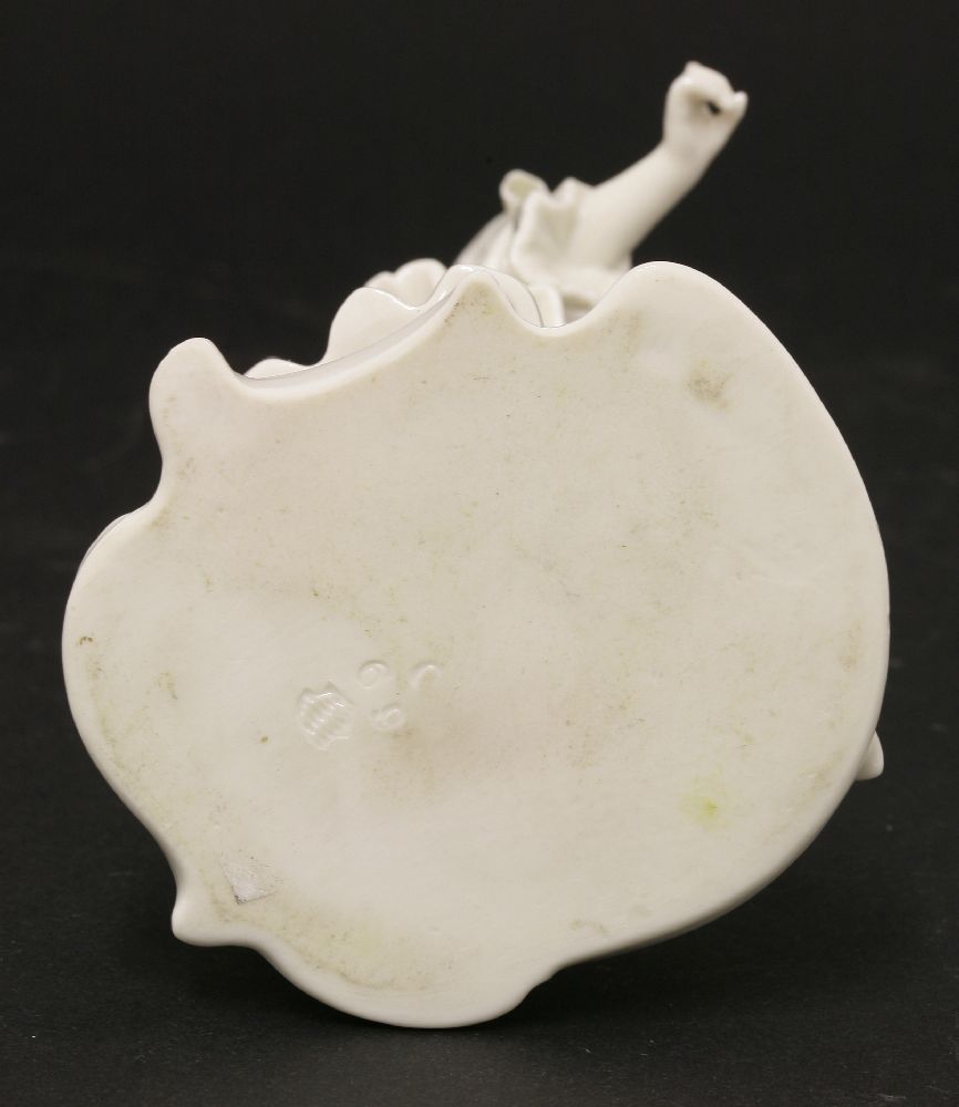 A Komodie white porcelain figure,‘Isabella’, mounted on shaped oval base, with impressed mark and - Image 3 of 3