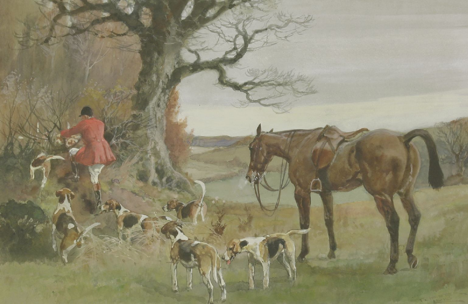 Thomas Ivester Lloyd (1873-1942)HUNTING SCENESThree, all signed l.r., watercolour and gouache33.5 - Bild 7 aus 13