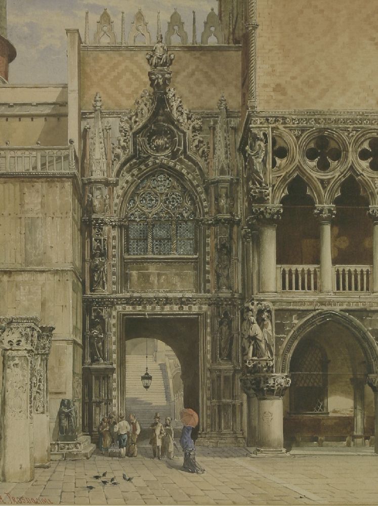 Alberto Prosdocimi (Italian, 1852-1925)THE DOGE'S PALACE, VENICESigned l.l., watercolour36 x 26.5cm