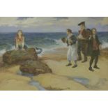 Gordon Browne (1858-1932)'AN UNCOMMON OBJECT ON THE SEASHORE'Inscribed on label verso, watercolour42