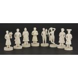 Eight Indian ivory tradesman figures,early/mid 19th century,7cm (8)