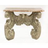 An Italian baroque-style pier table,20th century, with a serpentine rouge marble top on an