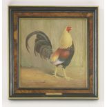 A painted Minton panel of a bantam cock,by James Edwin Dean, signed and stamped 'Mintons 2',31 x