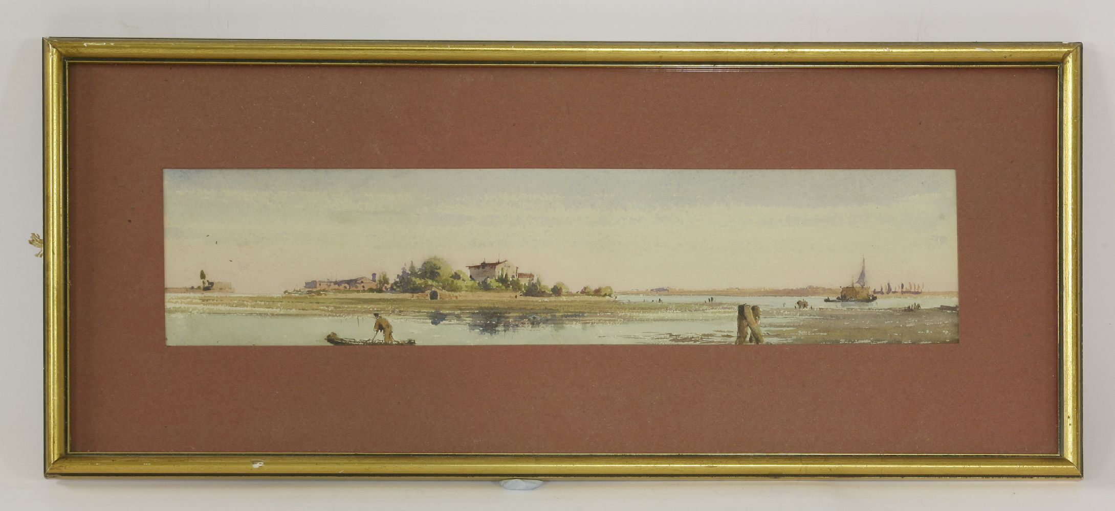 Gabrielli Carelli (Italian, 1820-1900)VIEWS IN THE VENETIAN LAGOONA pair, watercolour7.5 x 35cm (2) - Bild 3 aus 5