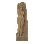 Cyril Saunders Spackman (American, 1887-1963)a carved wood figure of a nude holding a towel,signed