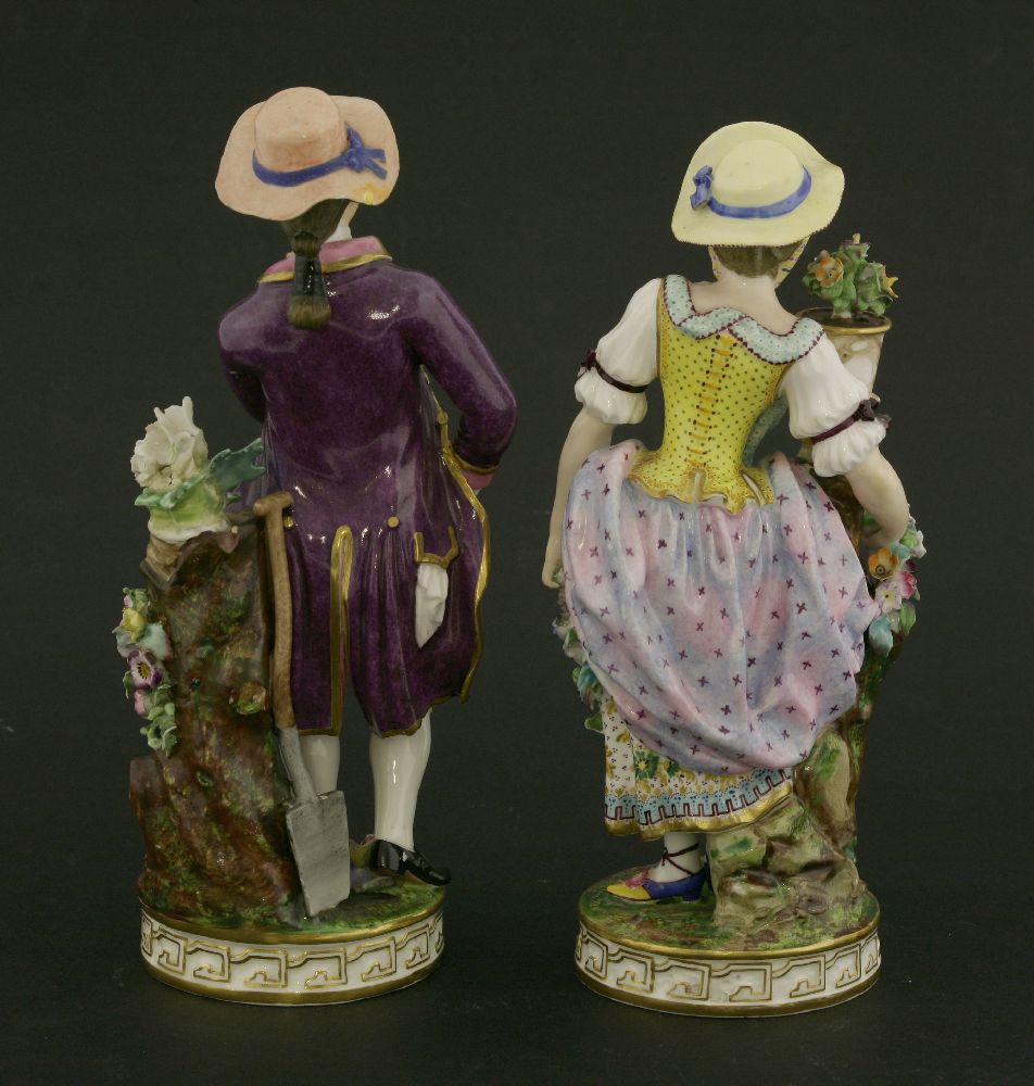 A pair of Minton figures,of a gardener and his female companion, the young man dressed in - Image 2 of 3