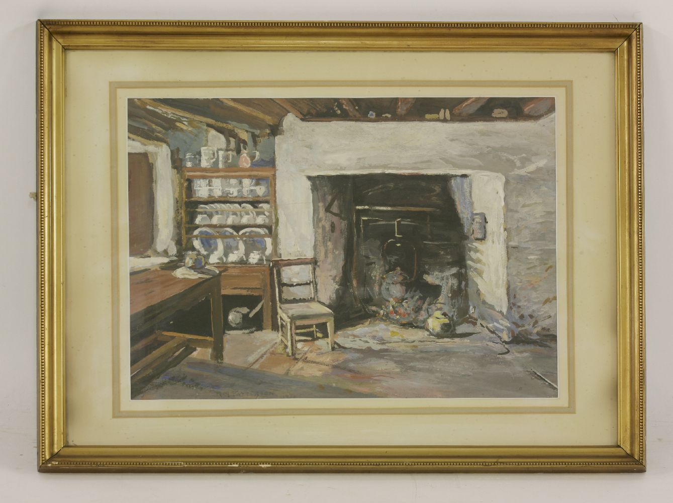 *R M Patterson (Irish, 20th century)'A COTTAGE KITCHEN, COUNTY MAYO'Signed and dated 1930 l.l., - Bild 2 aus 4