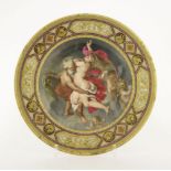 A Vienna porcelain cabinet plate,c.1890-1900, centred with a painted and printed panel depicting '