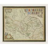 Johannes Blaeu,'The North Riding Yorkshire - Ducatus Eboracensis Pars Borealis', hand coloured map,