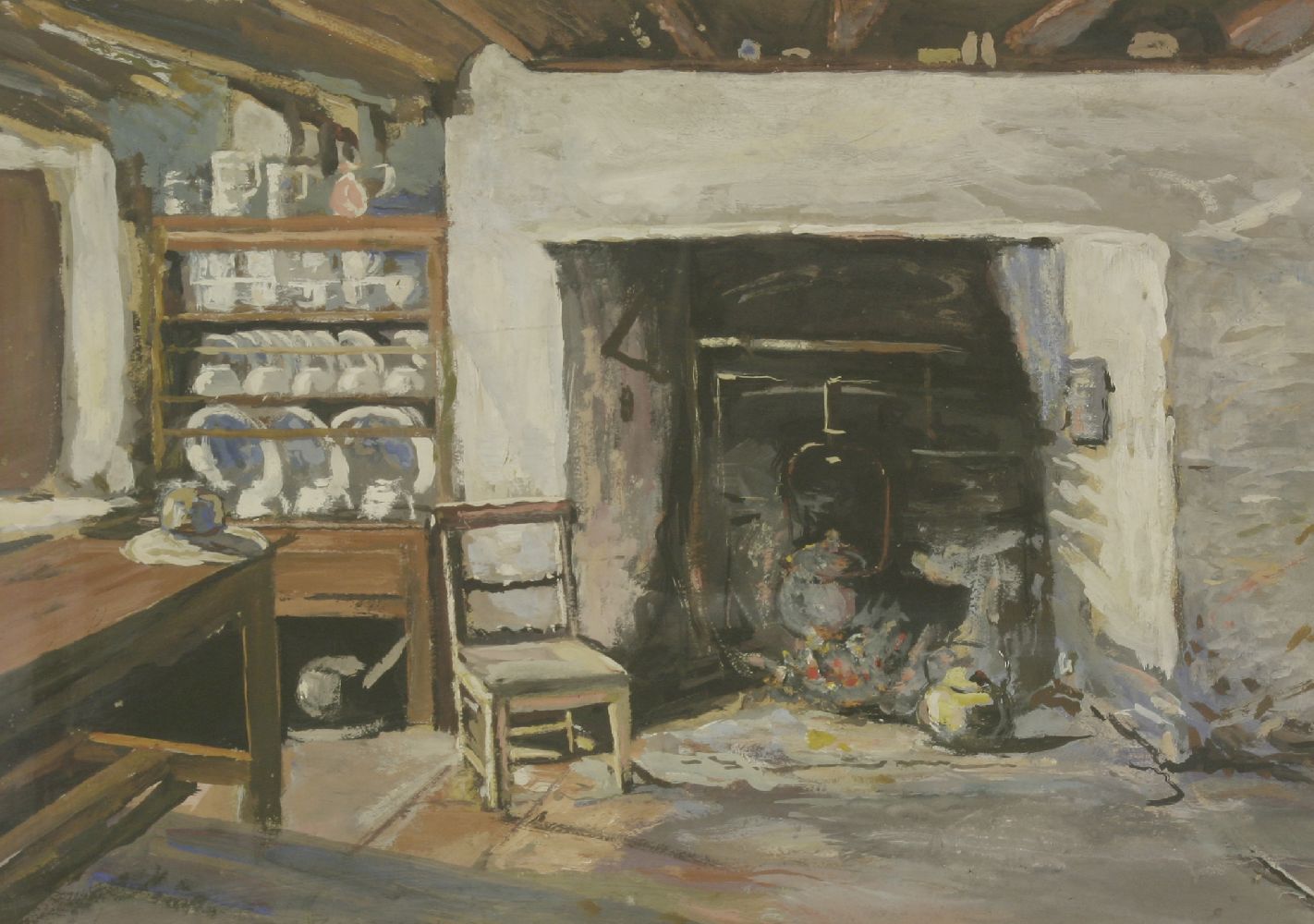 *R M Patterson (Irish, 20th century)'A COTTAGE KITCHEN, COUNTY MAYO'Signed and dated 1930 l.l.,