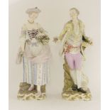 A pair of Meissen figures of a gardener and his wife,c.1875-80, after the originals by Johann Carl