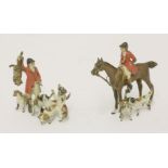 A set of two cold painted bronze huntsmen and hounds,4cm (2)