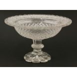 A Regency cut glass bowl,with an hobnail cut latticed body and a facet cut column on a petal base,