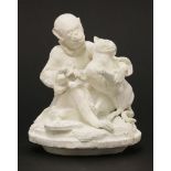 A Minton bisque figure,of a monkey playing with a kitten,17cm high
