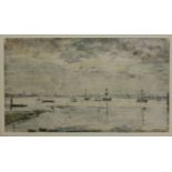 Philip Wilson Steer (1860-1942)SHIPPING IN AN ESTUARYWatercolour16 x 27.5cm, unframedProvenance: