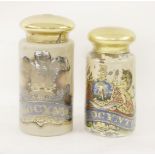 Two apothecary's jars and covers,late 19th century, with gilt and blue inscribed labels,