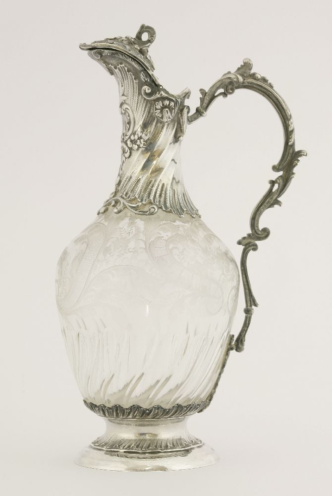 A French silver-mounted cut-glass decanter,Alexandre Vaguet, Paris, c.1890chased with rocaille