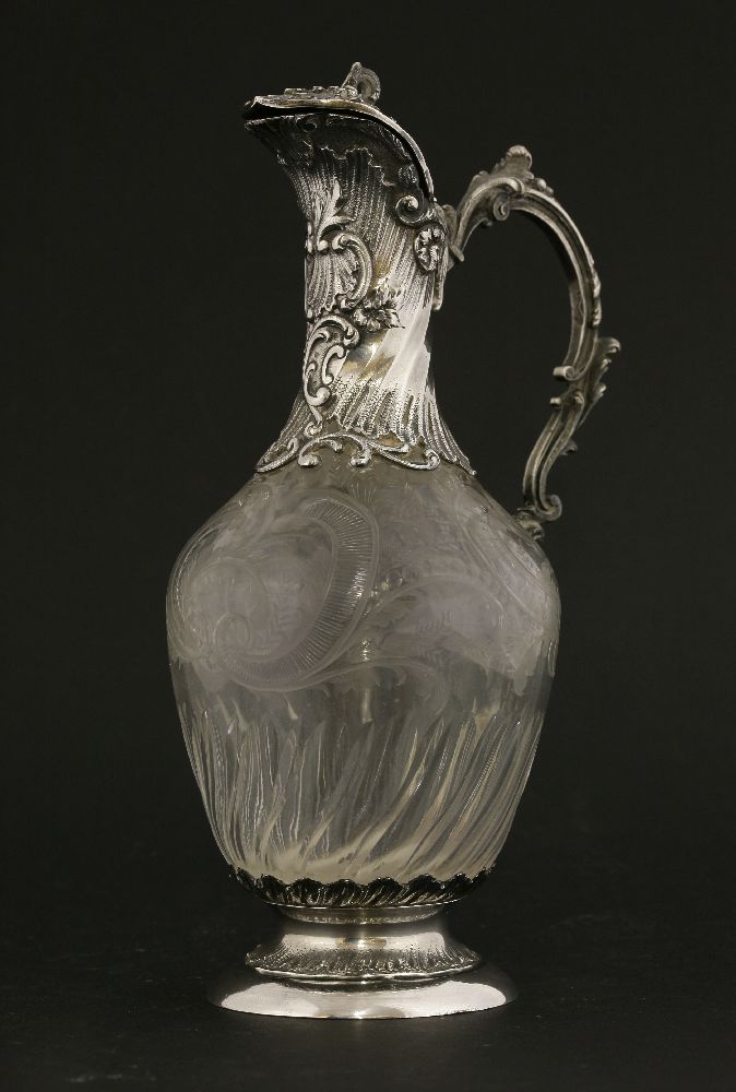 A French silver-mounted cut-glass decanter,Alexandre Vaguet, Paris, c.1890chased with rocaille - Image 2 of 5