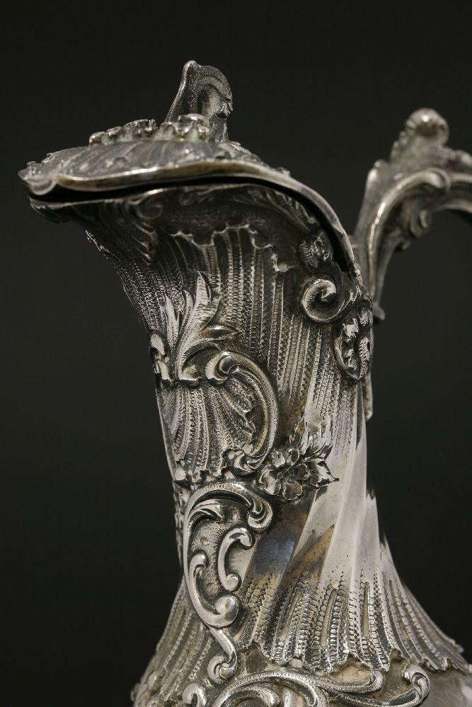 A French silver-mounted cut-glass decanter,Alexandre Vaguet, Paris, c.1890chased with rocaille - Image 3 of 5