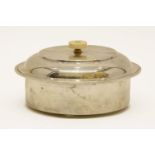 An Art Deco silver muffin dish, with original liner, the cover with turned ivory knop, marks for
