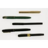 Mabie Todd Swan fountain pen, in 9k gold, marked 375, and four other Mabie Todd pens (5)