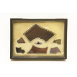 WWl interest - Seven cased fragments of stained glass from Verdun and Rheims cathedrals, each framed