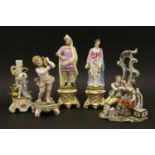 A collection of five 19th century and later continental porcelain figures