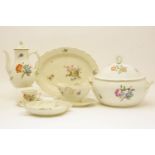 A large quantity of B & G Copenhagen dinner service, of moulded design, decorated with floral sprays